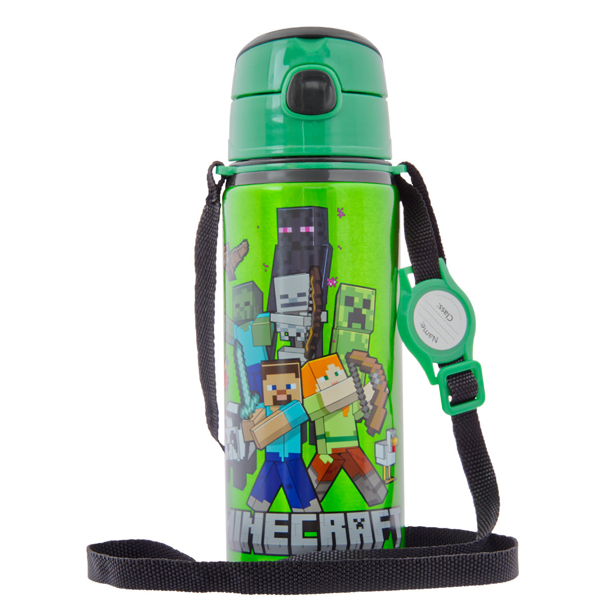 Kinder Trinkflasche Minecraft 600ml Tragegurt Aluminium GameCharakter