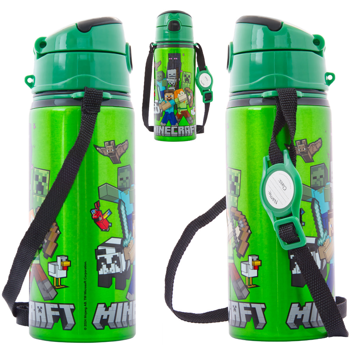 Kinder Trinkflasche Minecraft 600ml Tragegurt Aluminium GameCharakter