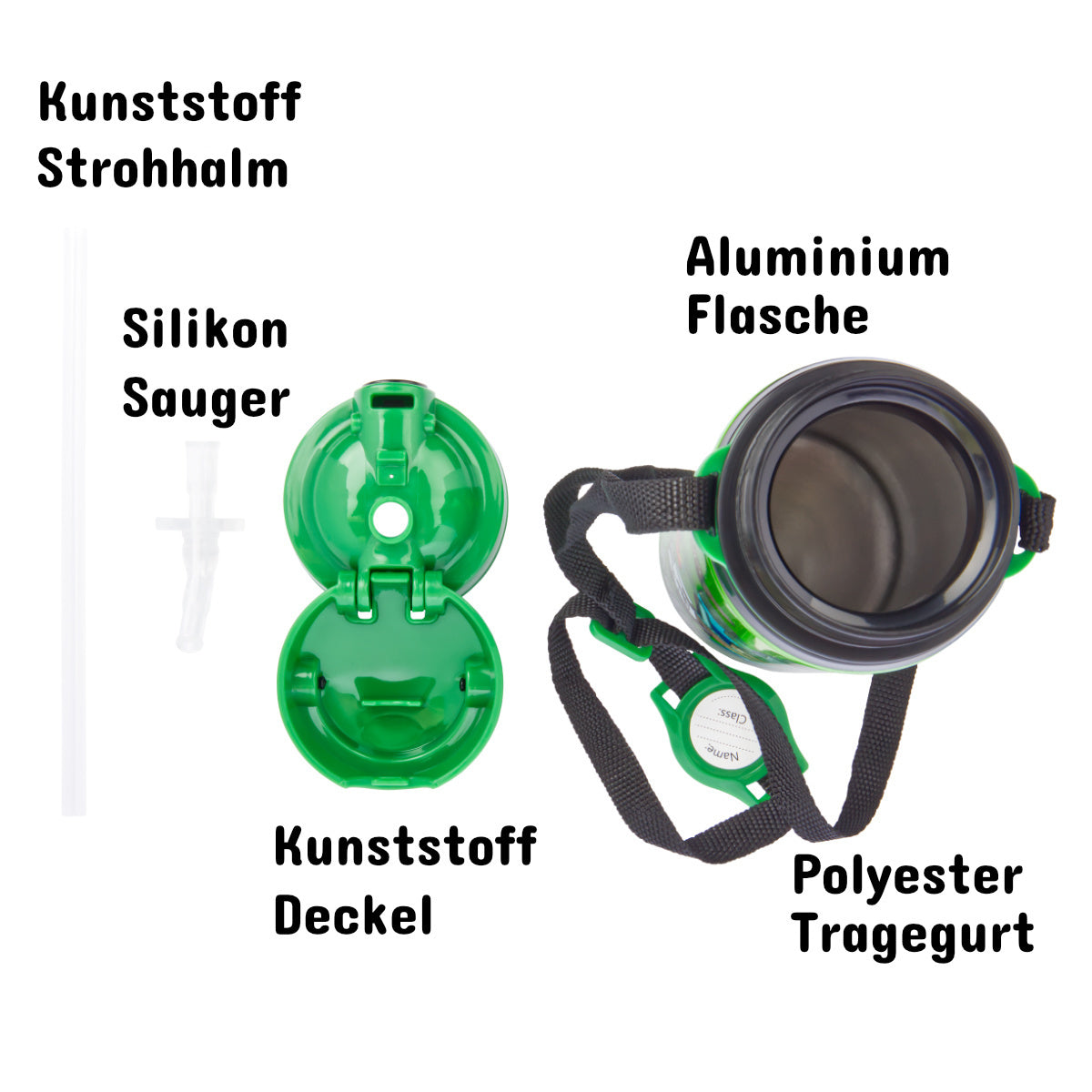 Kinder Trinkflasche Minecraft 600ml Tragegurt Aluminium GameCharakter