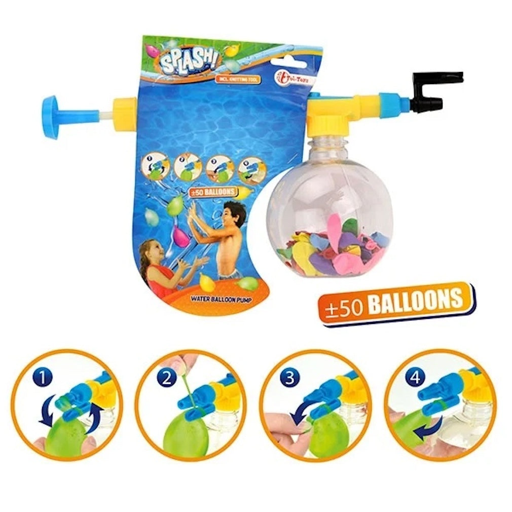 Wasserballonpumpe mit 50 Wasserballons Wasserbomben und Pumpe