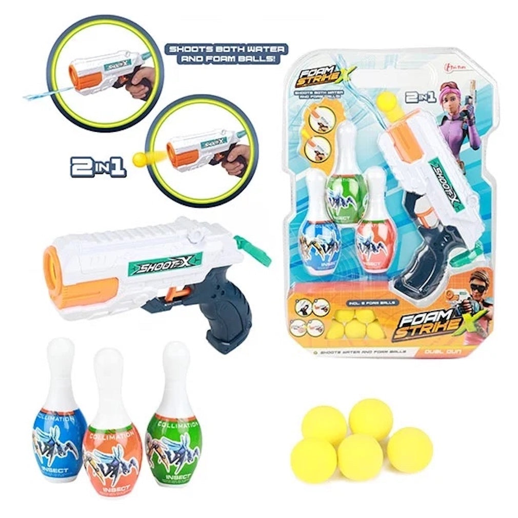 Wasserpistole und Ball Blaster 5xBall 3Kegel