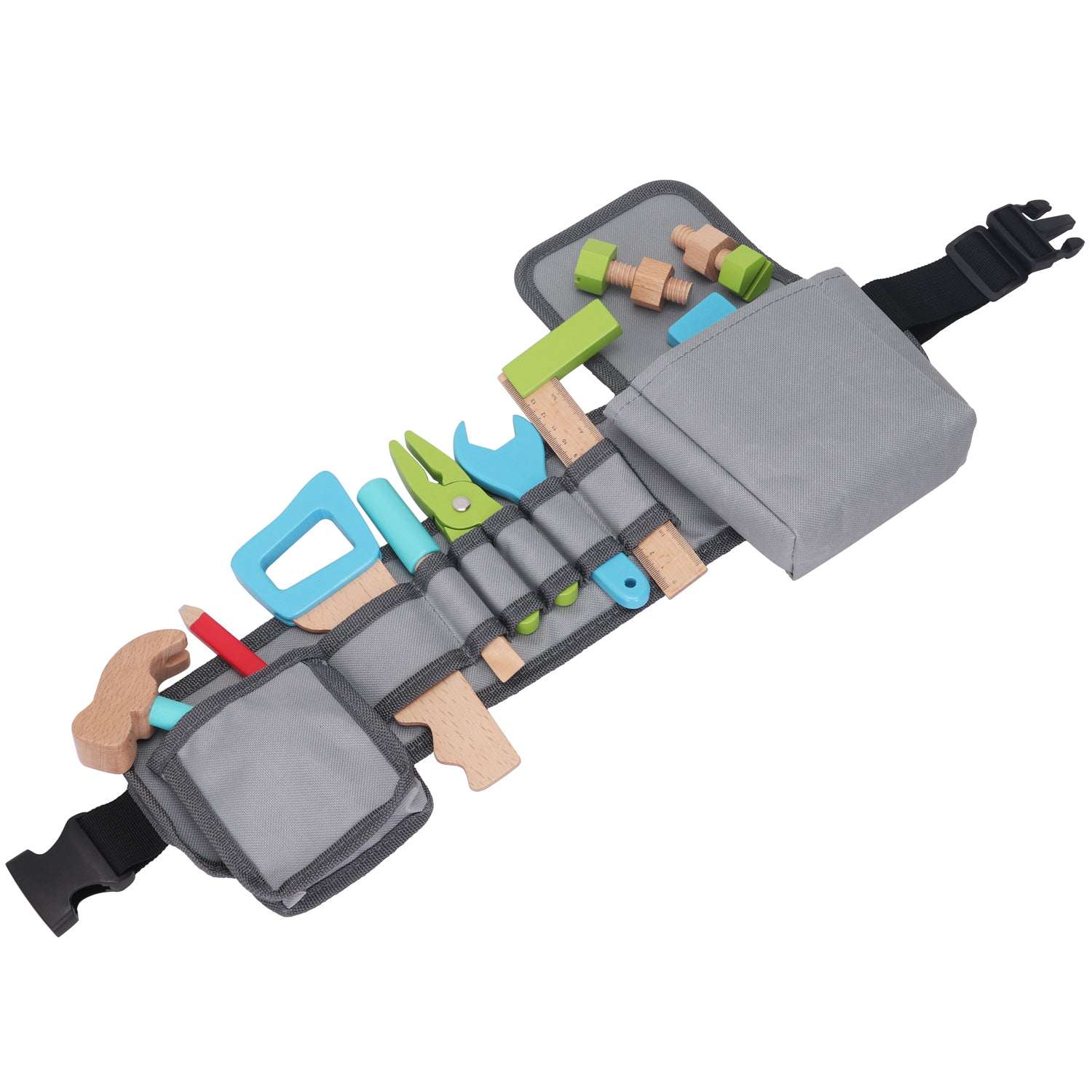 Werkzeuggürtel mit Werkzeug aus Holz für Kinder Spielset in Blau