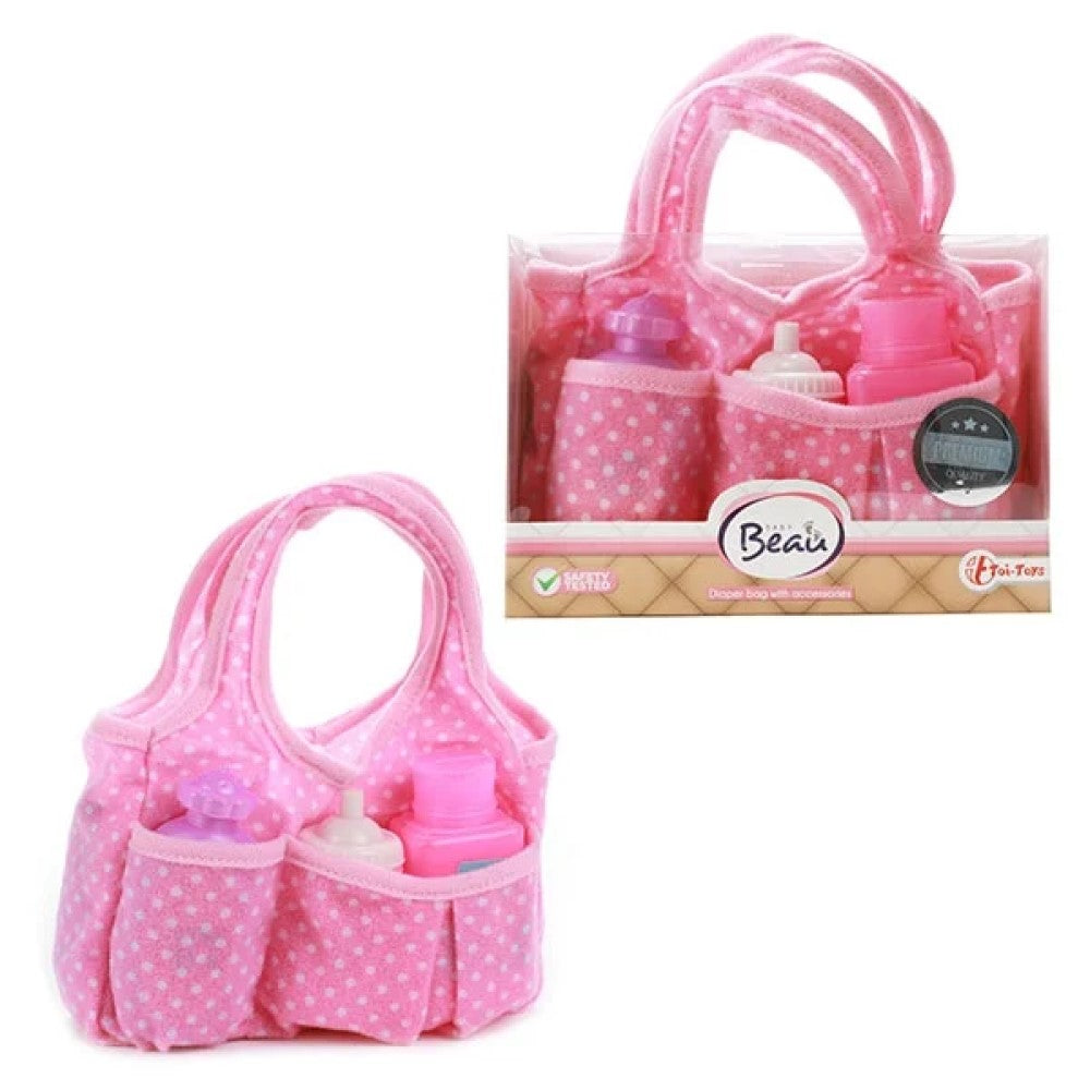 Windel und Flasche in Wickeltasche für Baby-Puppen