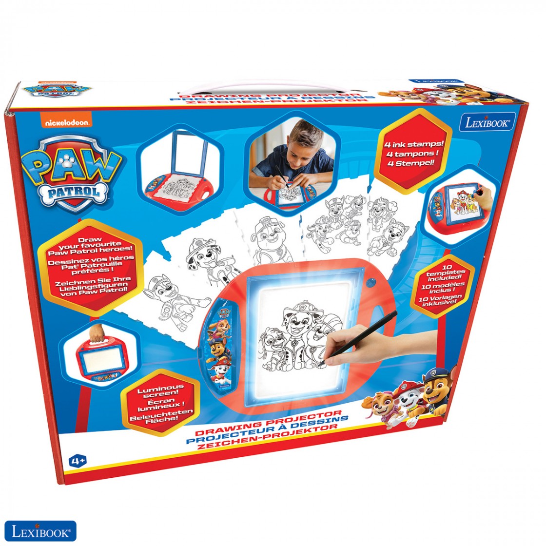 Zeichentafel Paw Patrol Zeichenprojektor mit Schablonen und Stempeln