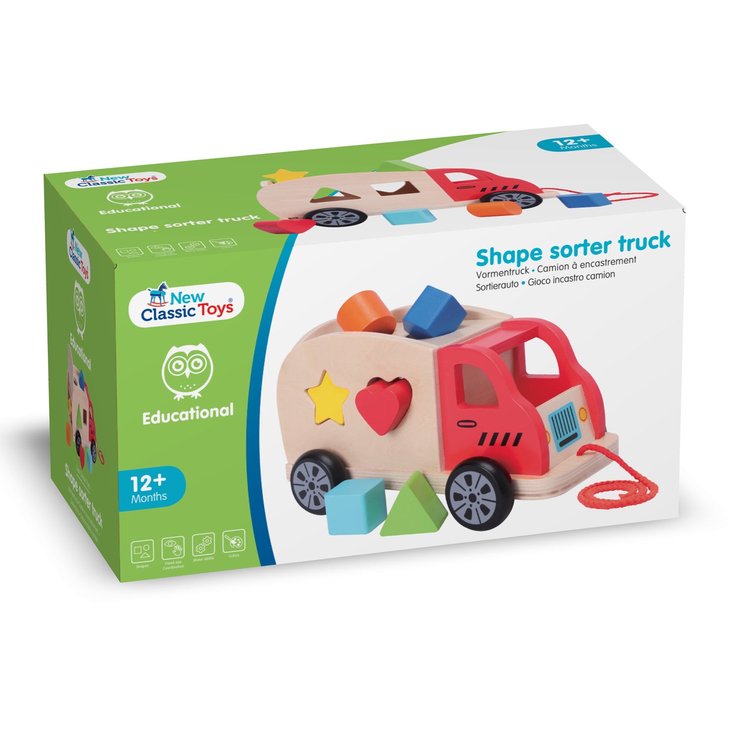 Zieh-Sortierspiel Auto 6 Steine Kinderspielzeug aus Holz Steckspiel