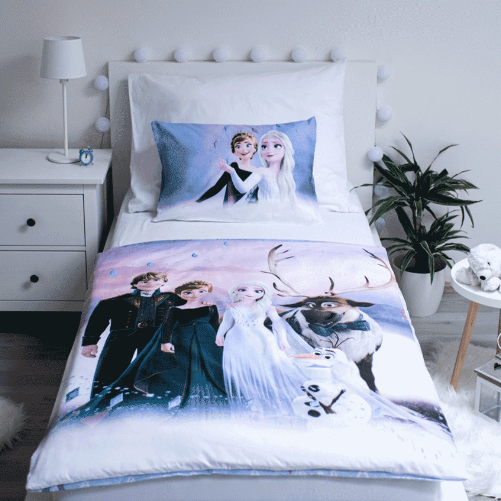Frozen Kinder-Bettwäsche 100 x 135 cm - weiche Baumwolle Elsa Sven Olaf