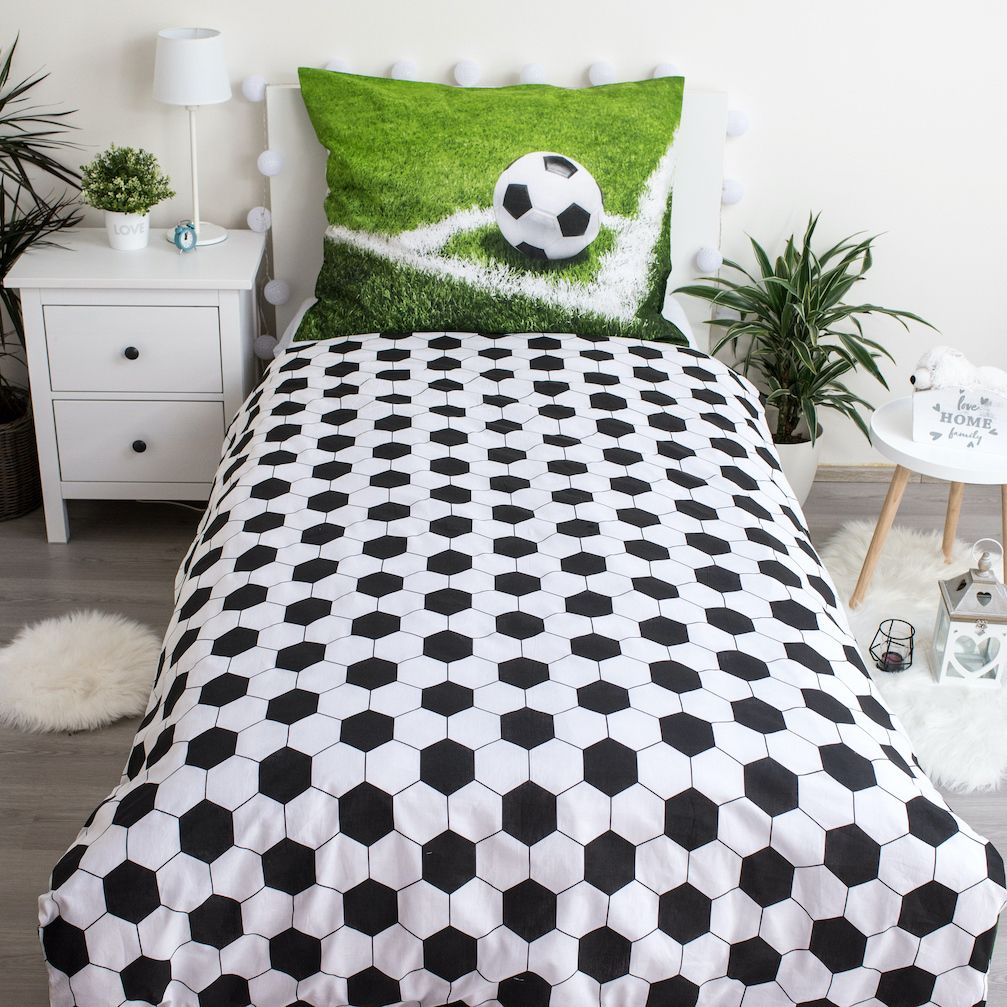 Fußball Bettwäsche - weiche Baumwolle 140x200 cm Kissen und Decke
