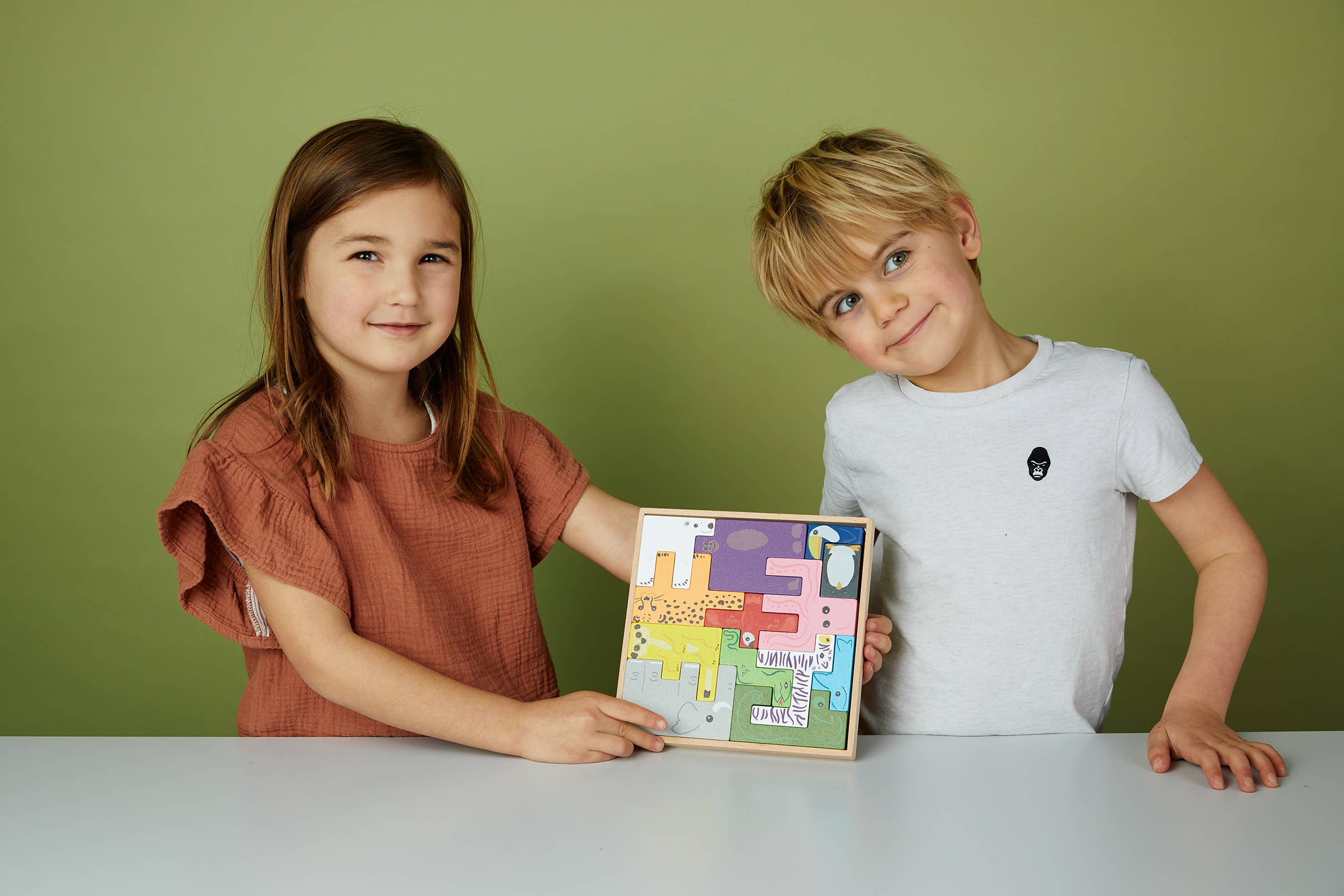 3D-Puzzle mit harten Tieren | Formen-Puzzle