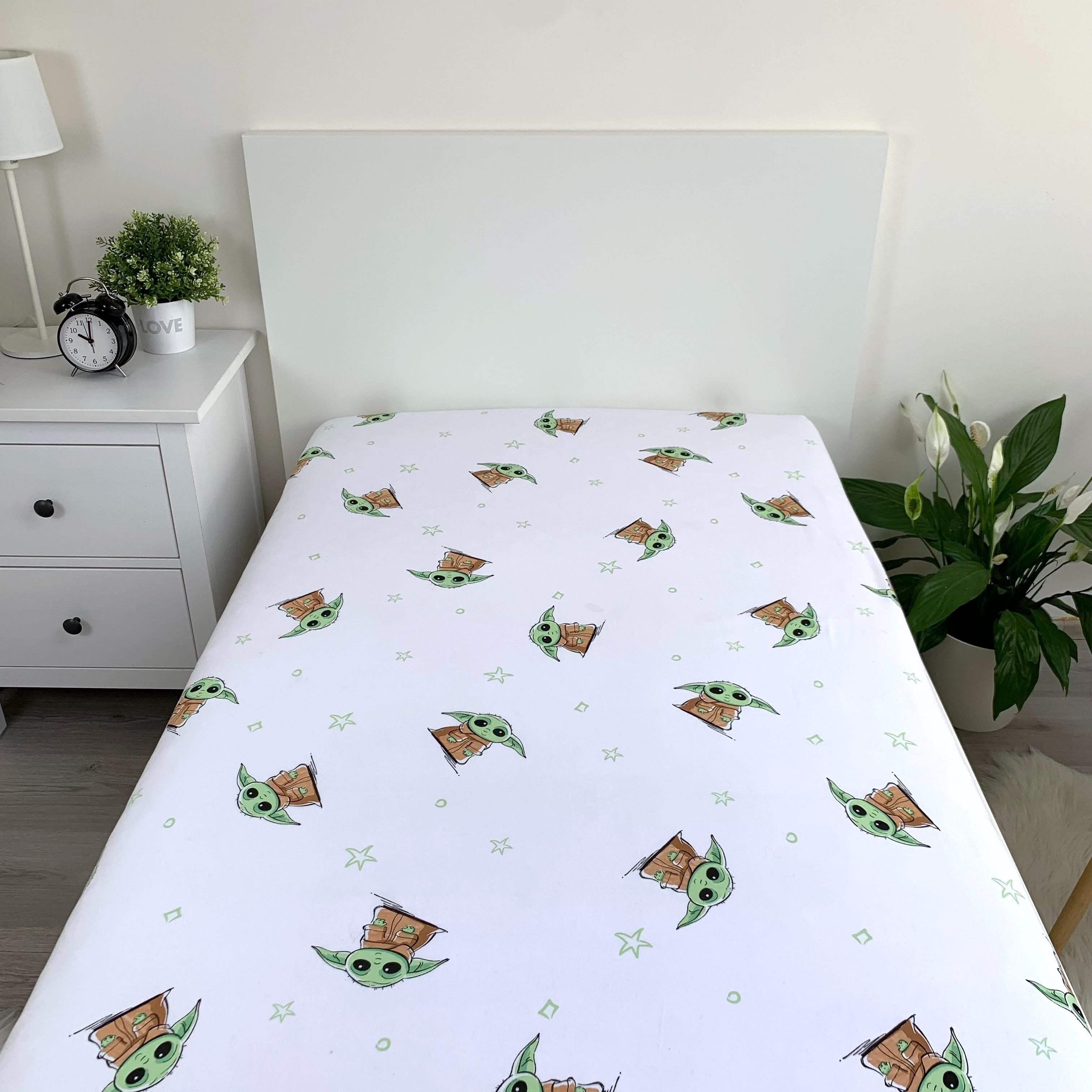 Star Wars Grogu Spannbettlaken - 90x200 cm Bettbezug Einzelbett Matratzenbezug