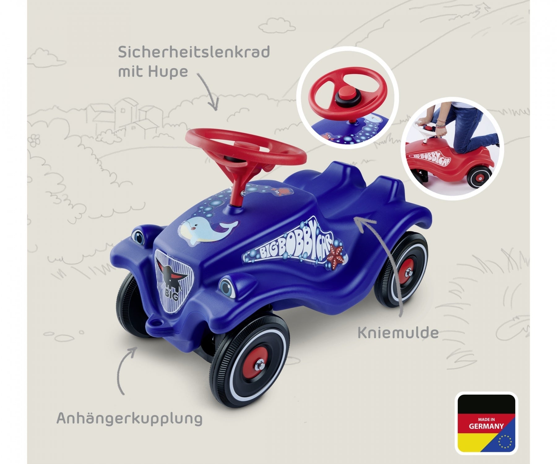 Kinder-Rutschauto BIG Bobby-Car Classic Ocean - Rutscher