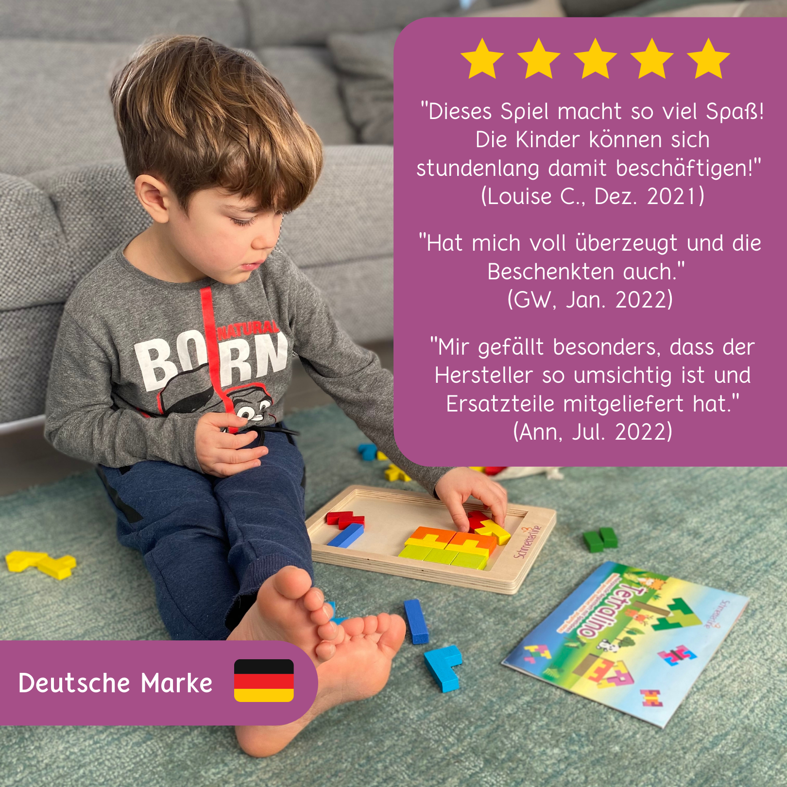 "Tetralino" - Hochwertiges Holzpuzzle zur Förderung von Motorik