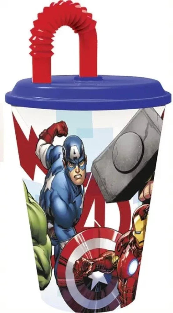 Avengers Marvel Plastikbecher mit Strohhalm für Kinder