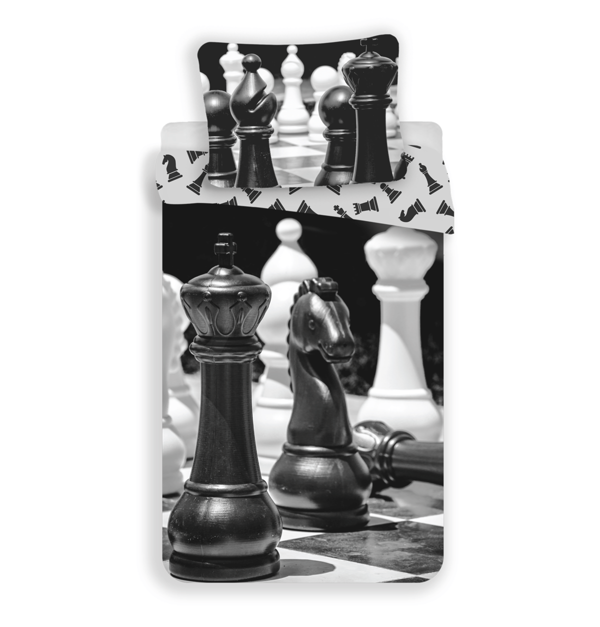 Schach Figuren Bettwäsche - 140x200 cm weiche Baumwolle Kissen und Decke