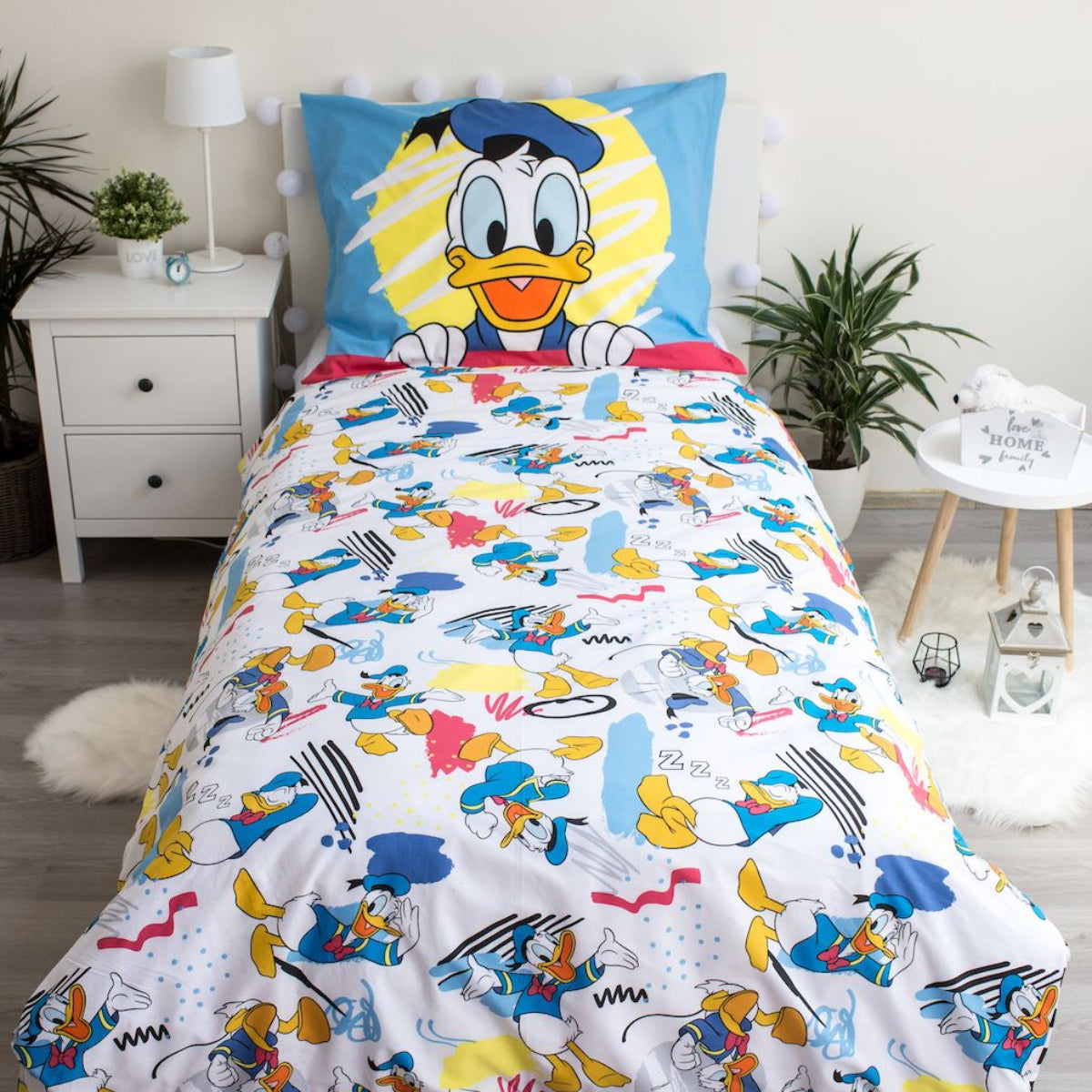 Donald Duck Bettwäsche - weiche Baumwolle 140x200 cm Kissen und Decke