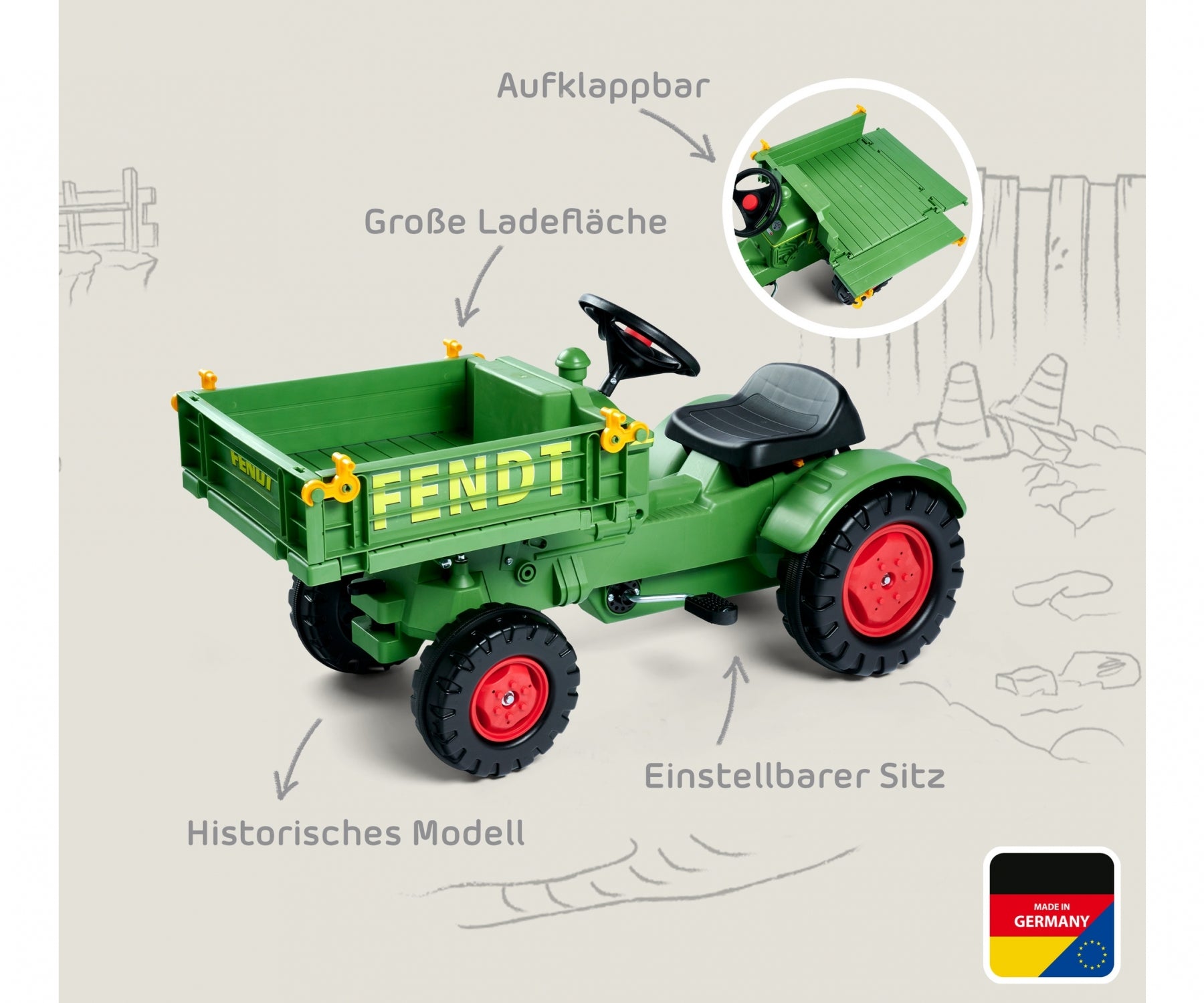 Trettraktor BIG Fendt Geräteträger - Kindertraktor
