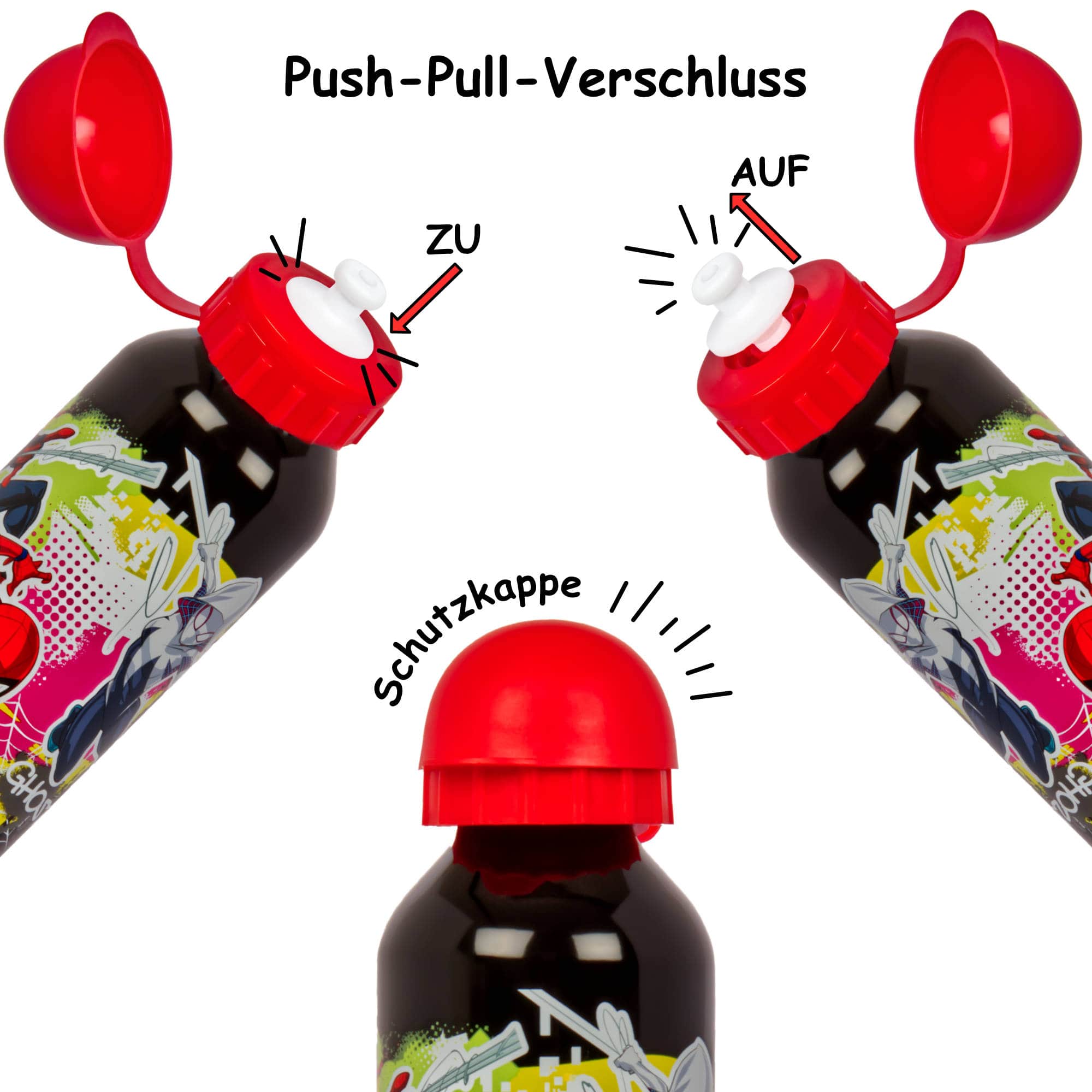 Brotdose Trinkflasche Kinder Spiderman Superheld Lunchbox Aluflasche