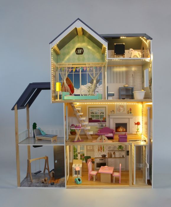Gerardo's Toys - XXL Puppenhaus aus Holz | Crystal mit LED Licht