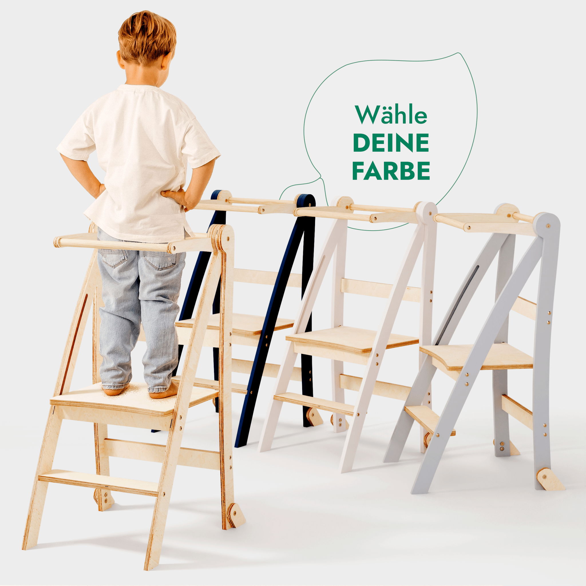 Holz Lernleiter Montessori: Hocker für Kinder - Beige