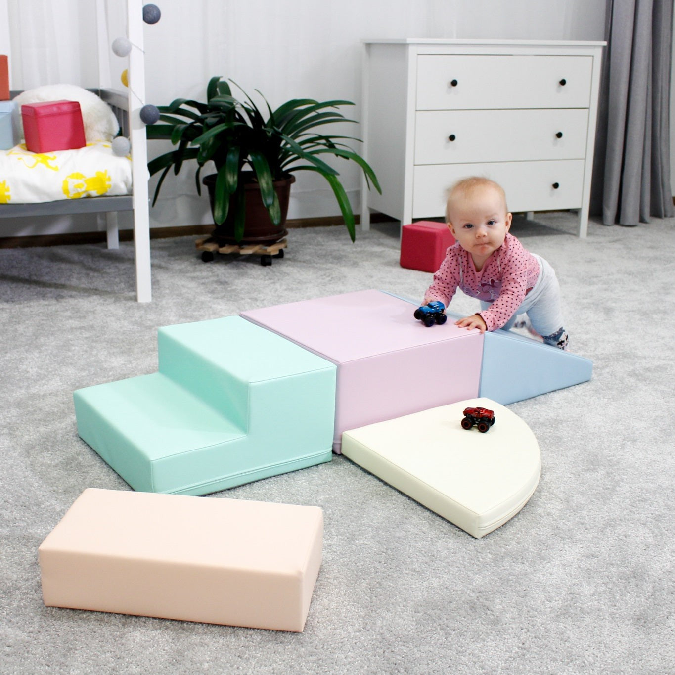 IGLU - 5-teiliges Softplay Bausteinset | Helles Pastell Eckkletterer