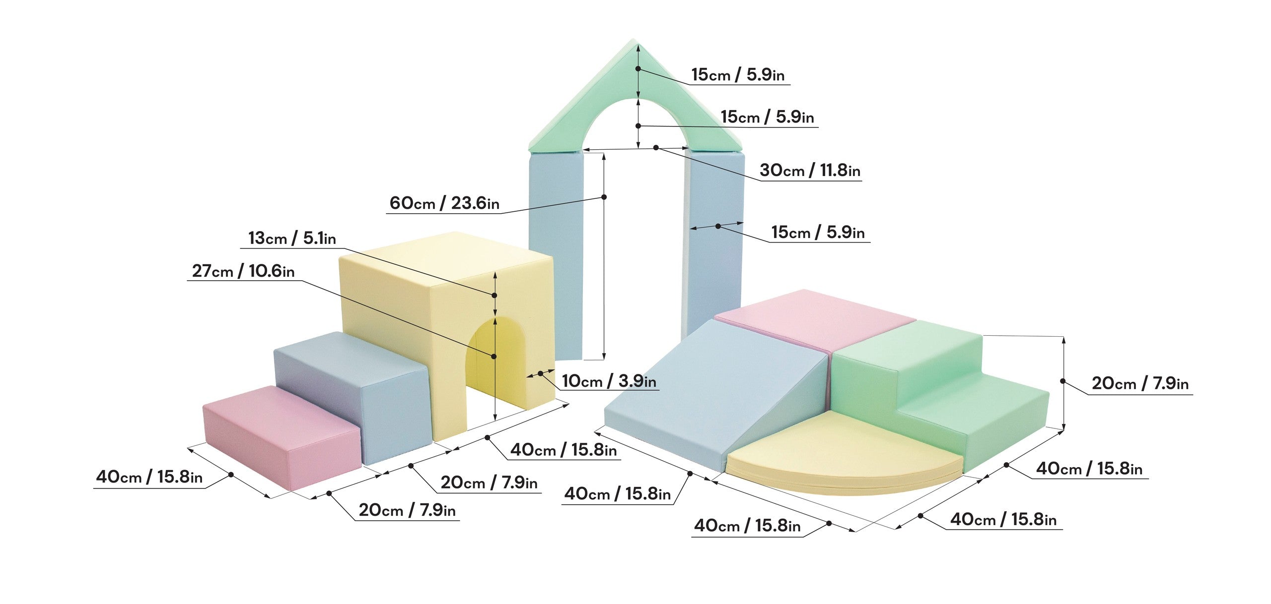 IGLU - 10-teiliges Softplay Bausteinset | Helles Pastell Kreativität