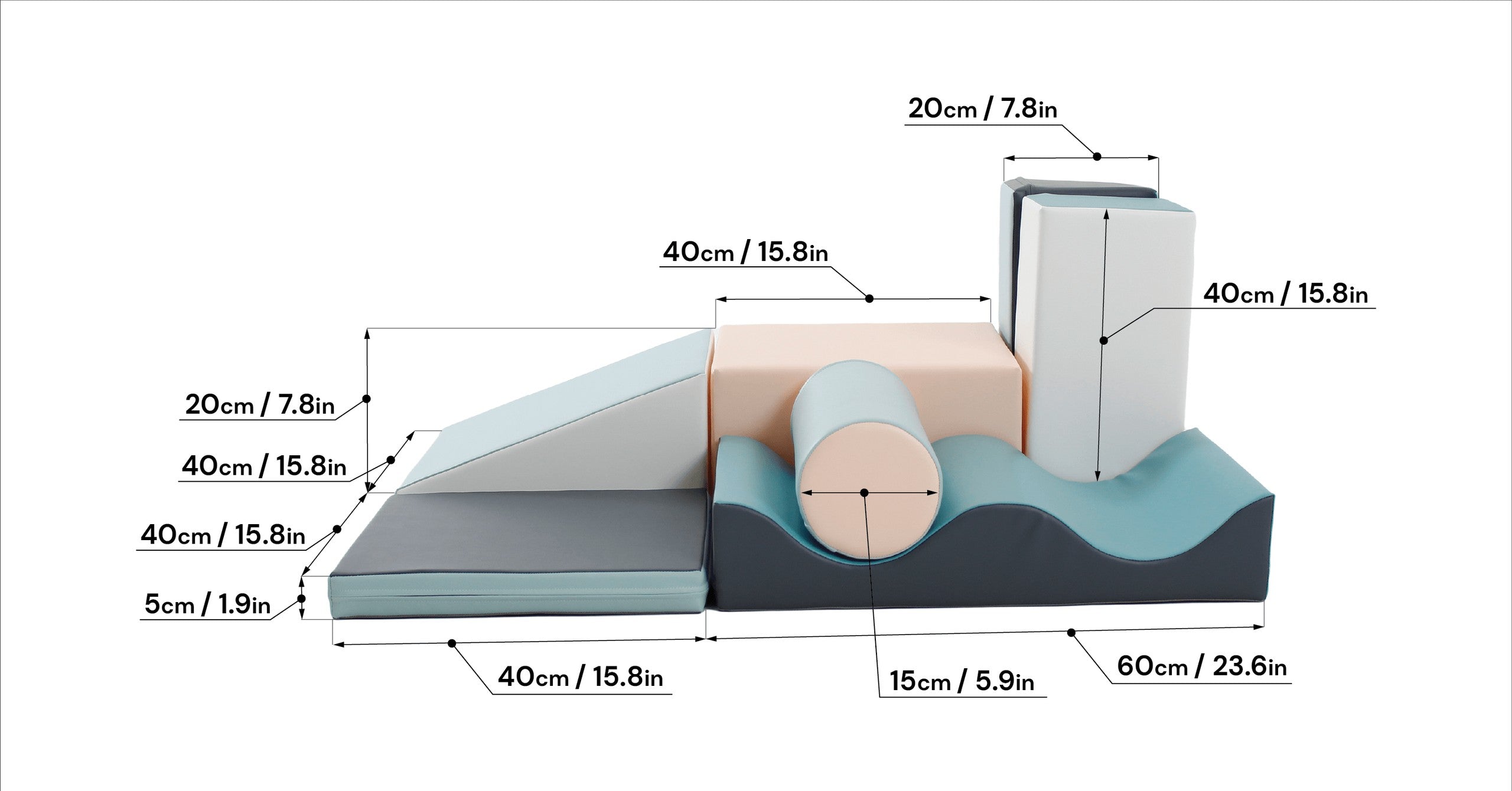 IGLU - 7-teiliges Softplay Bausteinset | Helles Pastell Entdecker