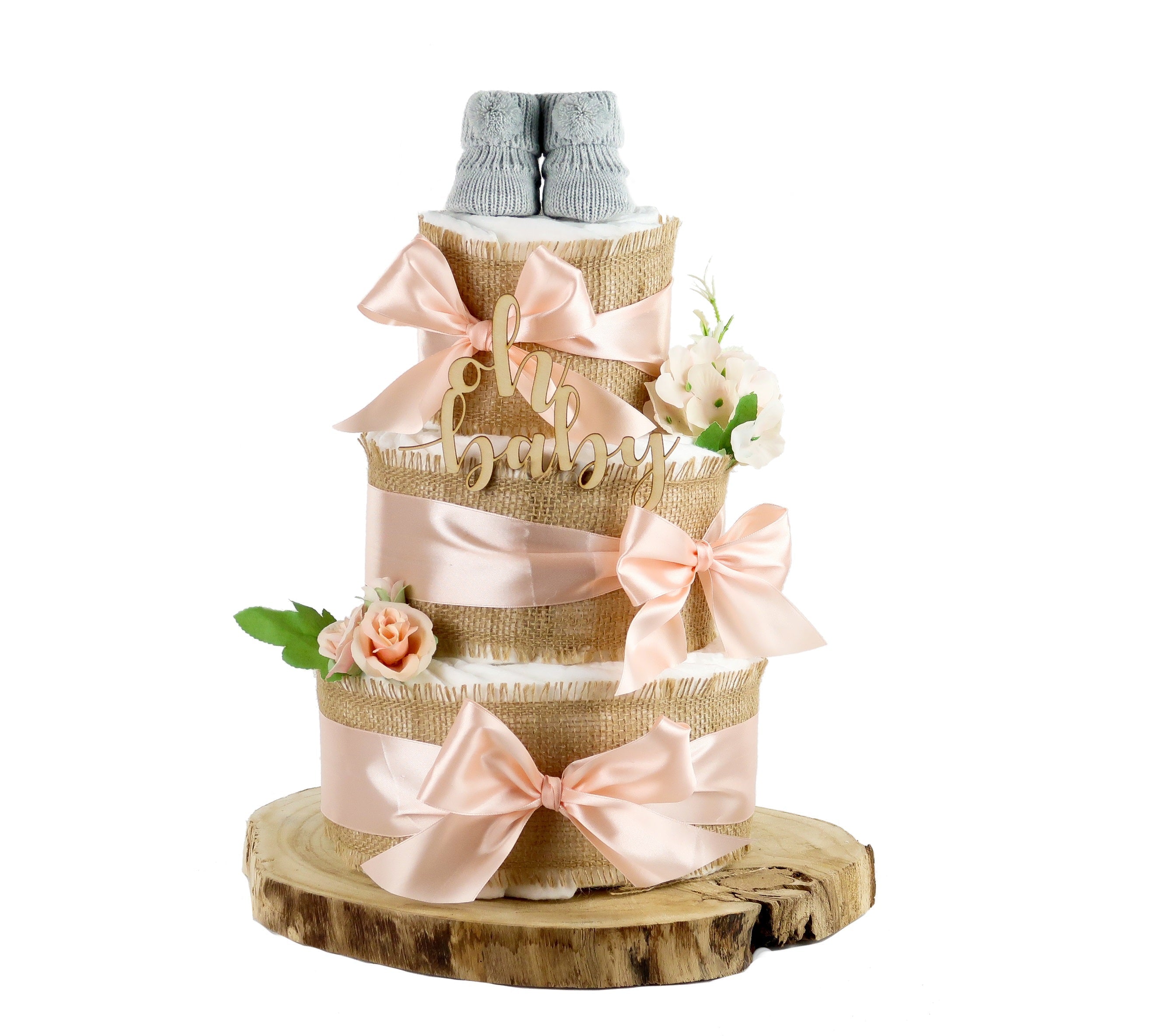 Windeltorte Alles Jute Apricot – Geschenk zur Geburt