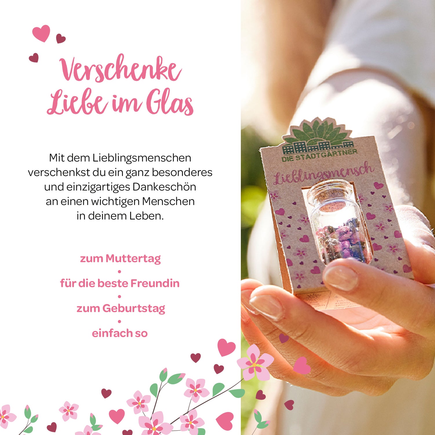 Lieblingsmensch mit handgepflückten Blüten