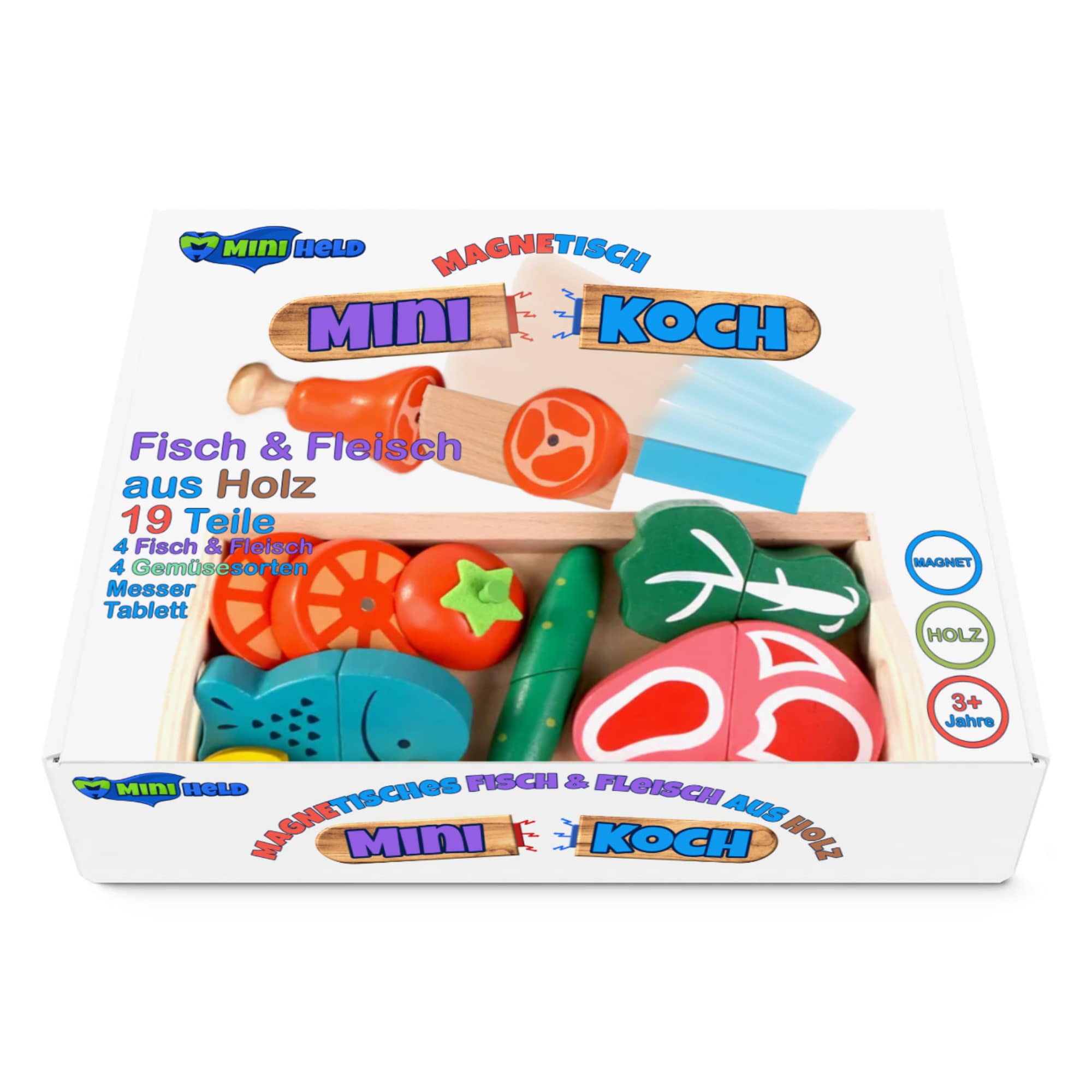 Kinderküche Zubehör Spielküche Fleisch Fisch Gemüse Schneiden ausHolz