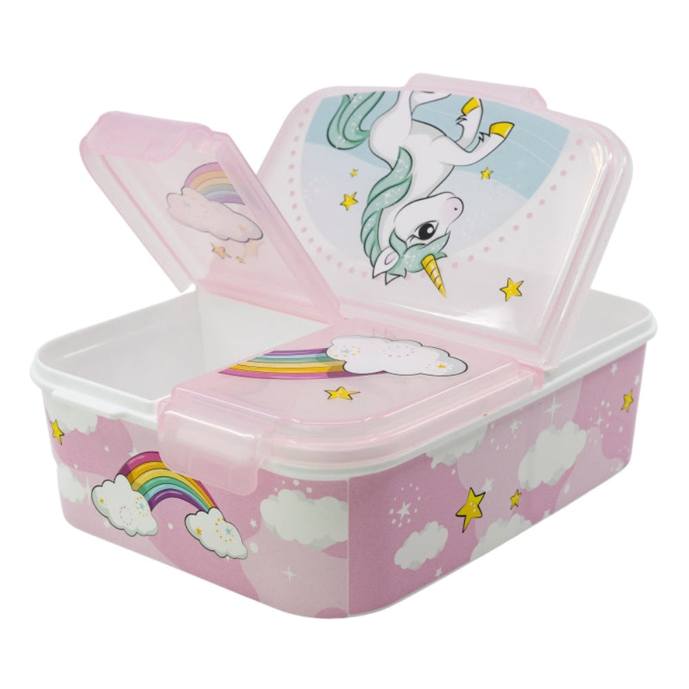 Einhorn Brotdose Mädchen Kinder Lunchbox Sandwichbox mit 3 Fächern