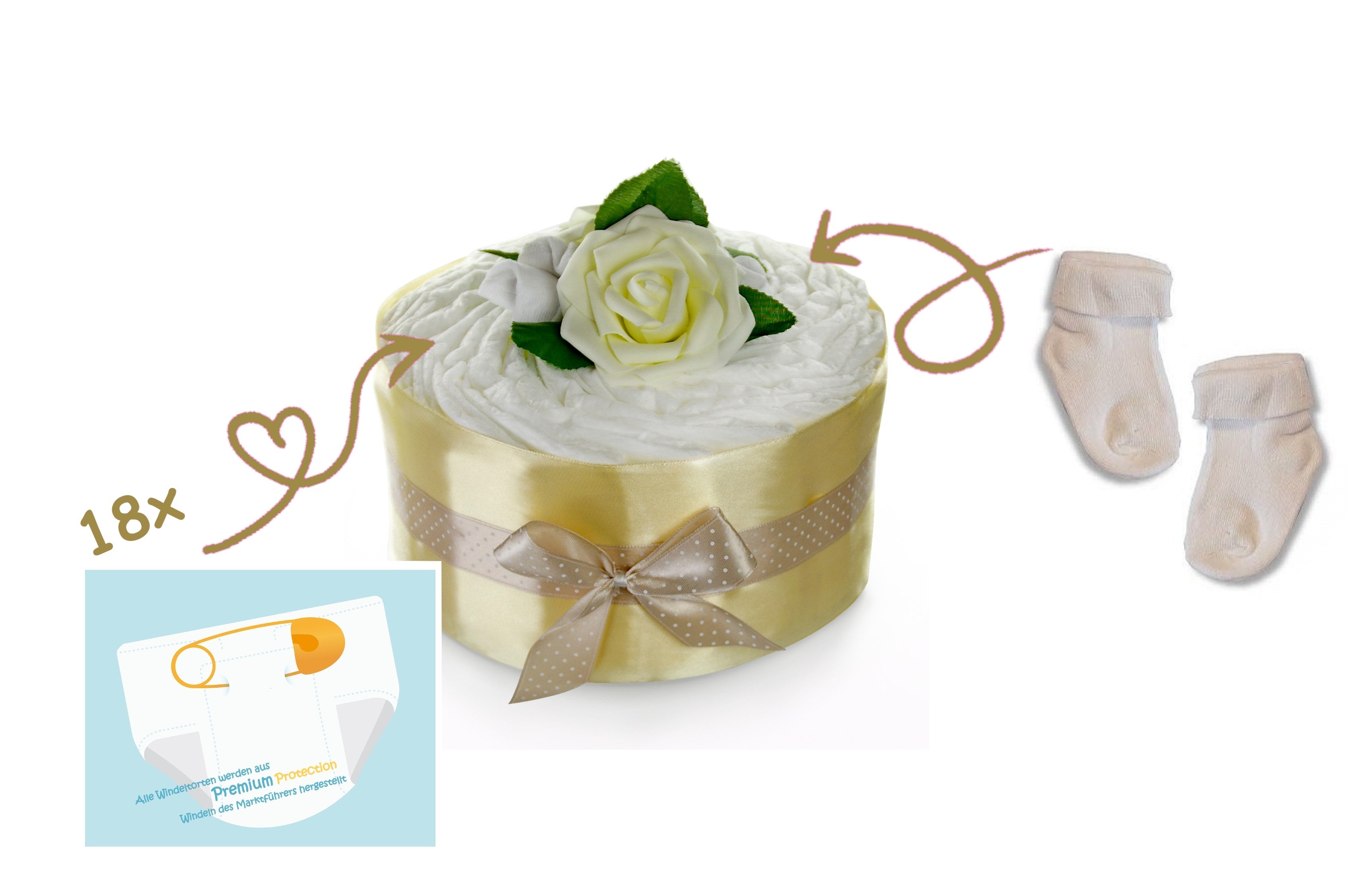 Neutrale Windeltorte Rosenblüte