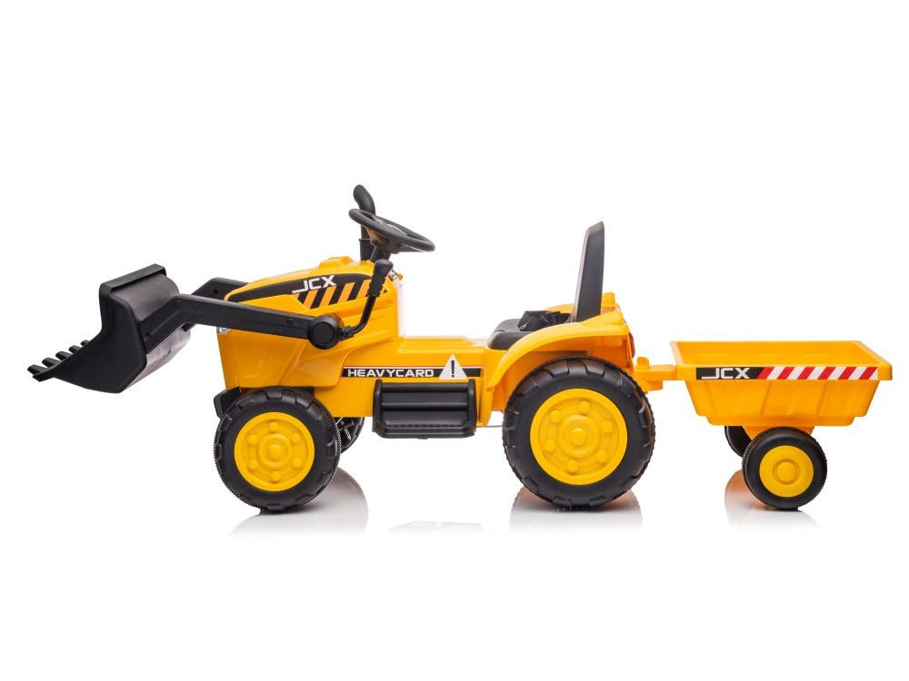 Kinder-Elektroauto JCX Traktor Bulldozer mit Anhänger