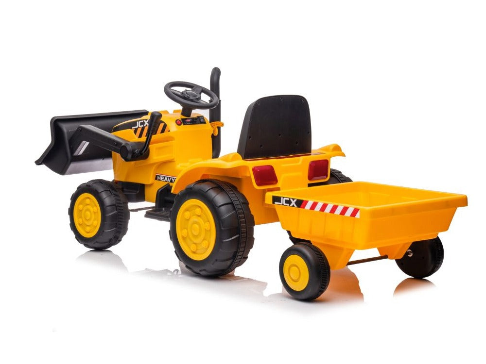 Kinder-Elektroauto JCX Traktor Bulldozer mit Anhänger
