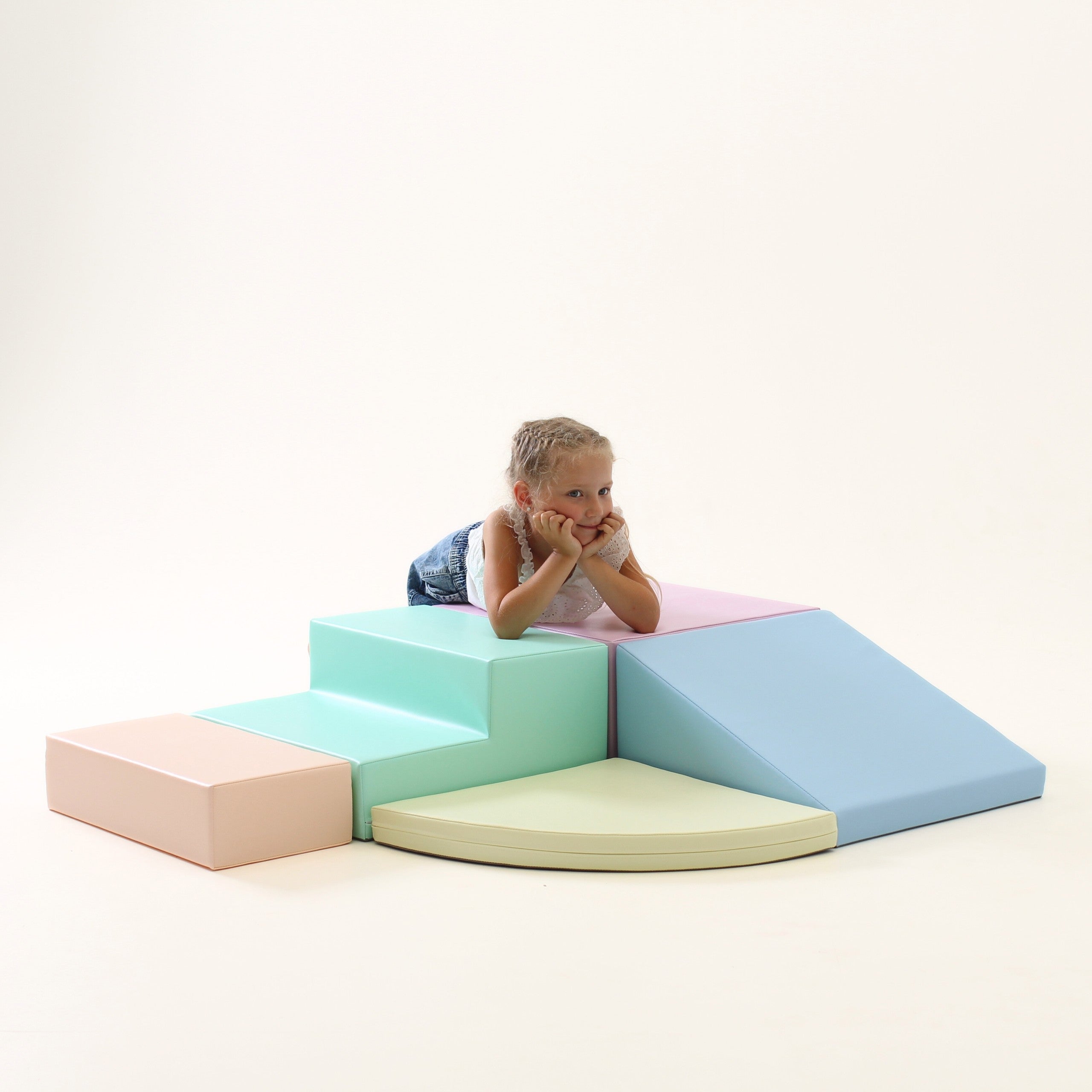 IGLU - 5-teiliges Softplay Bausteinset | Helles Pastell Eckkletterer XL