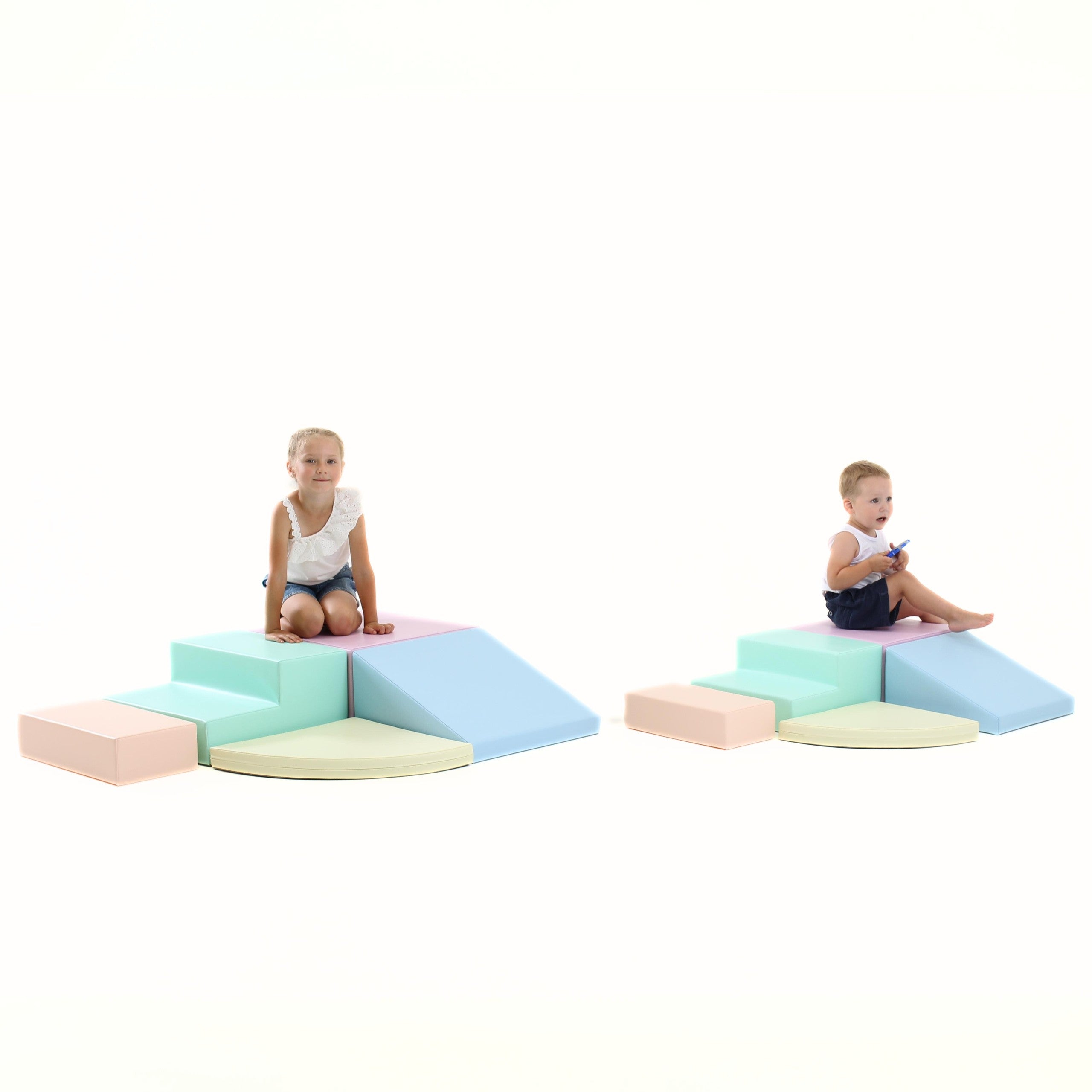 IGLU - 5-teiliges Softplay Bausteinset | Helles Pastell Eckkletterer XL