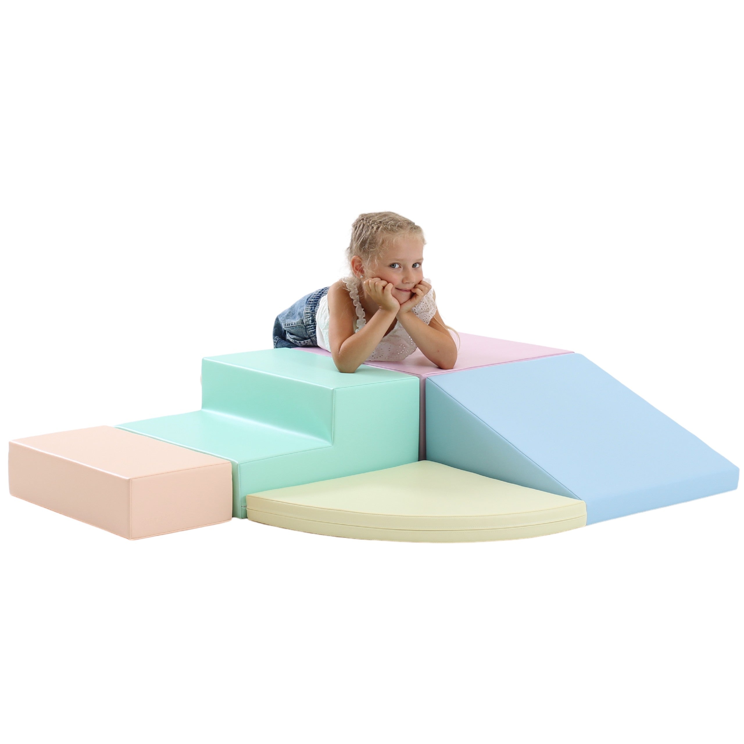 IGLU - 5-teiliges Softplay Bausteinset | Helles Pastell Eckkletterer XL