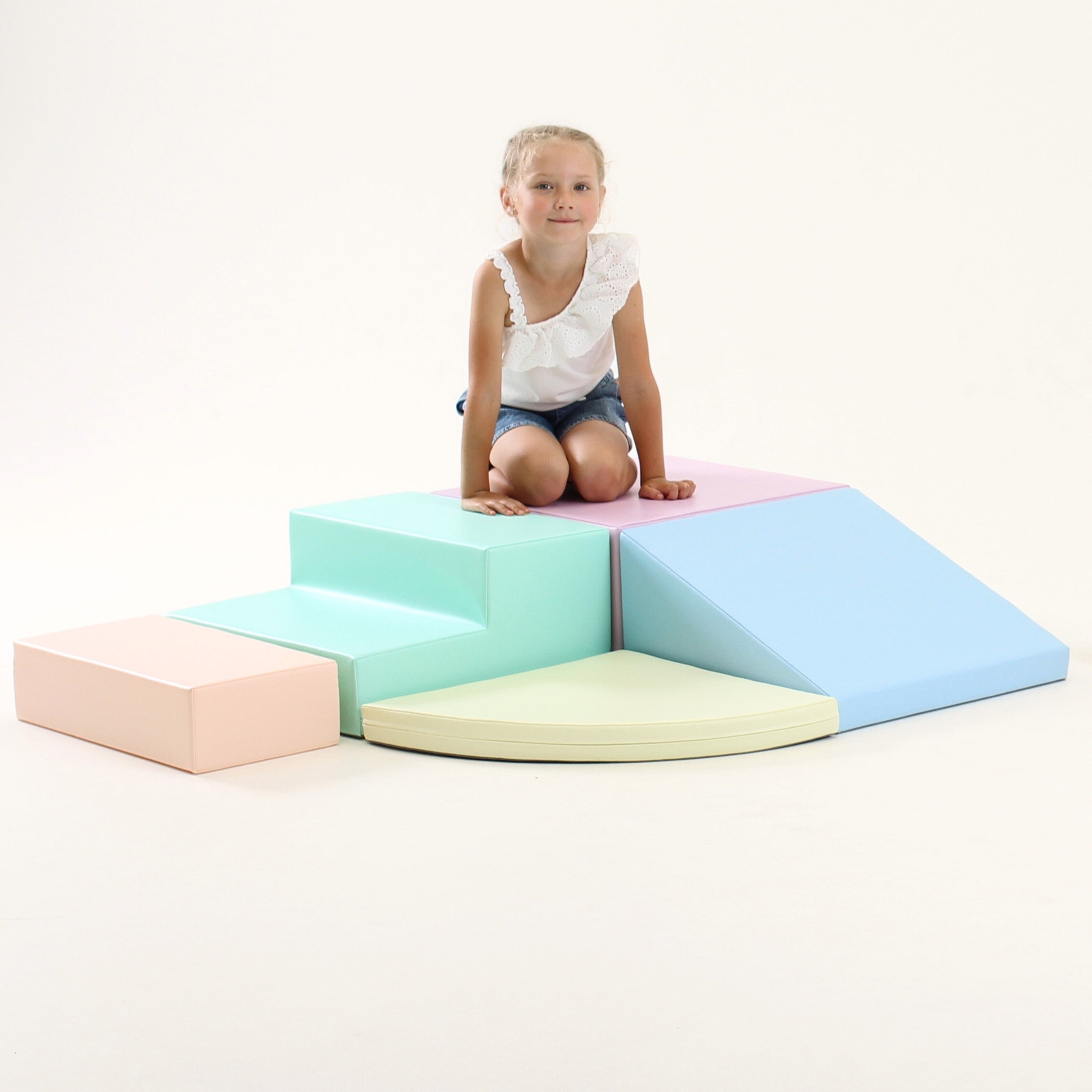 IGLU - 5-teiliges Softplay Bausteinset | Helles Pastell Eckkletterer XL