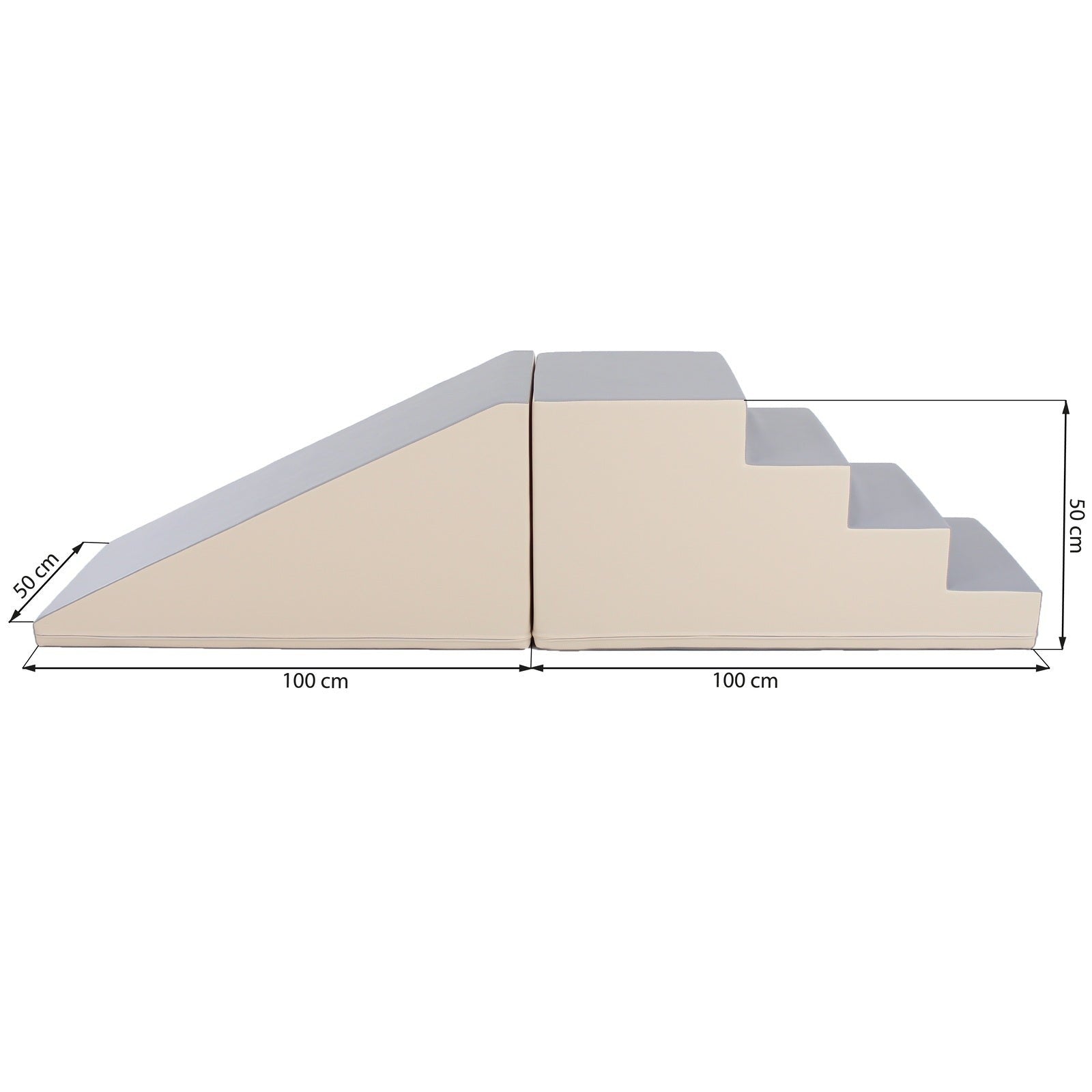 IGLU – Softplay Kletter-Set Treppe & Rutsche | Beige & Grau