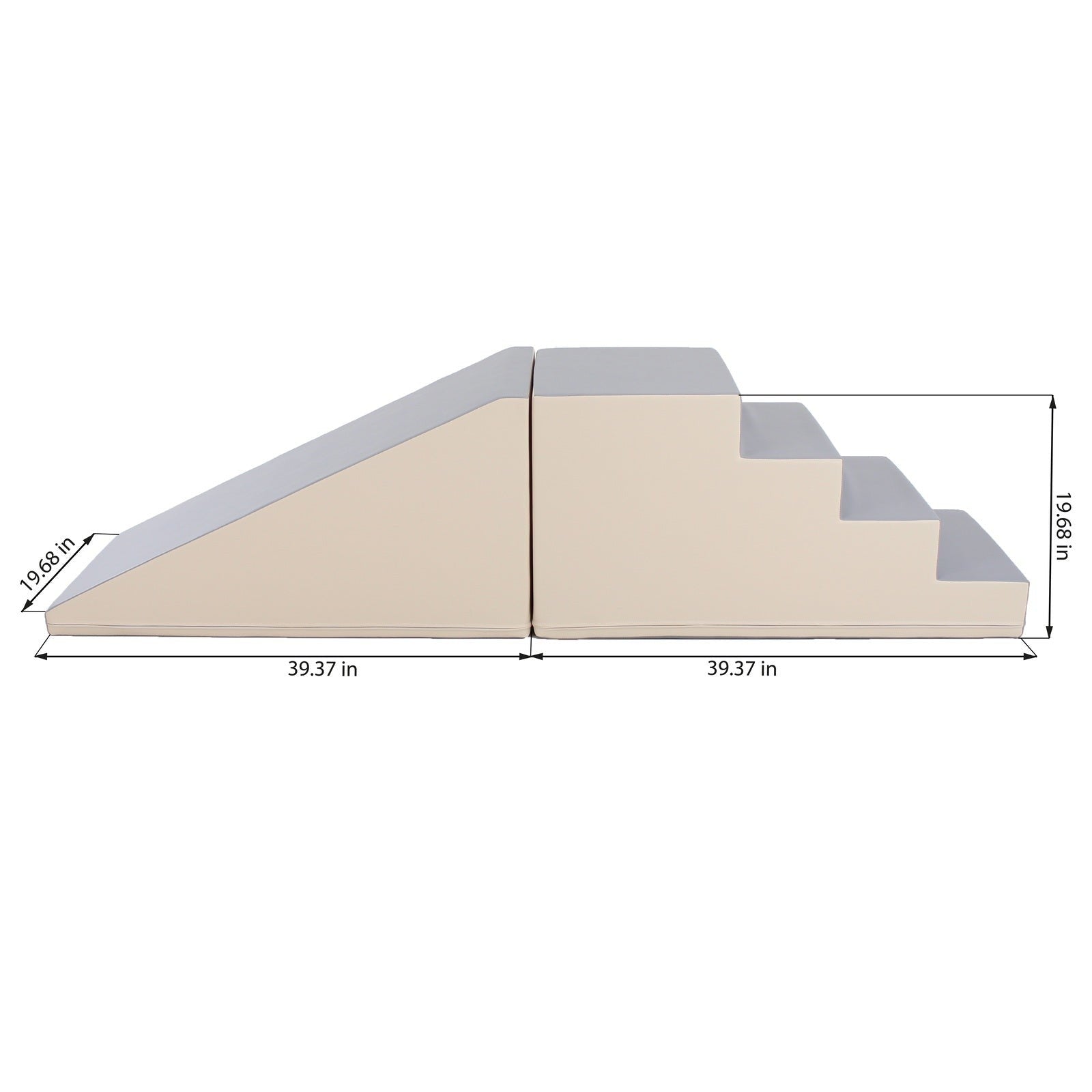 IGLU – Softplay Kletter-Set Treppe & Rutsche | Beige & Grau