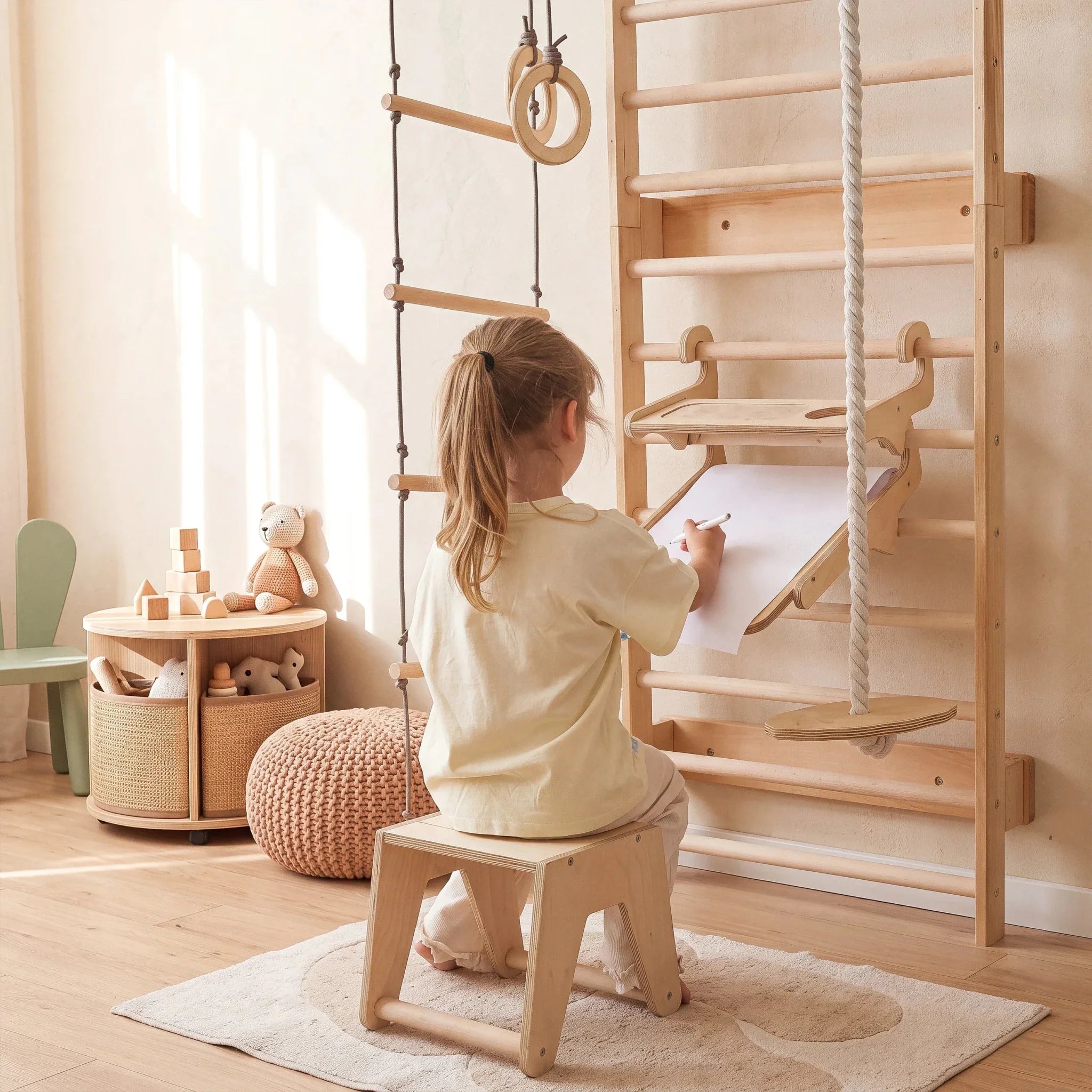 Staffelei mit Kinderstuhl – Perfekt für Indoor Klettergerüst