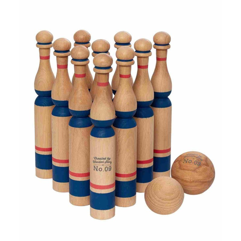 Wooden Story – Holz-Bowling-Set | Blau