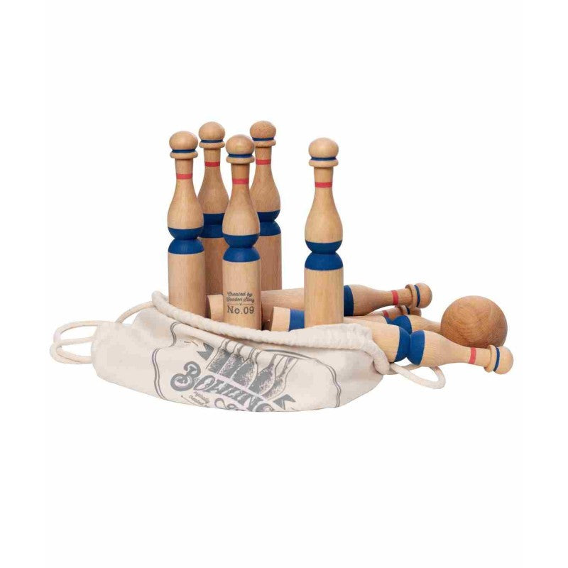 Wooden Story – Holz-Bowling-Set | Blau